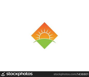 Nature sun logo design vector