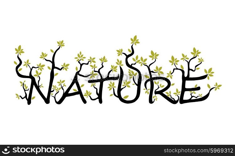 Nature text from branches and leaves