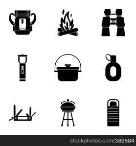 Nature tourism icons set. Simple illustration of 9 nature tourism vector icons for web. Nature tourism icons set, simple style