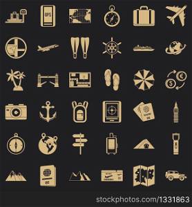 Nature travel icons set. Simple style of 36 nature travel vector icons for web for any design. Nature travel icons set, simple style