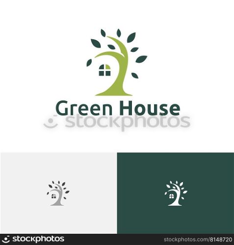 Nature Tree Green Leaf House Home Real Estate Housing Residential Logo