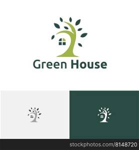 Nature Tree Green Leaf House Home Real Estate Housing Residential Logo