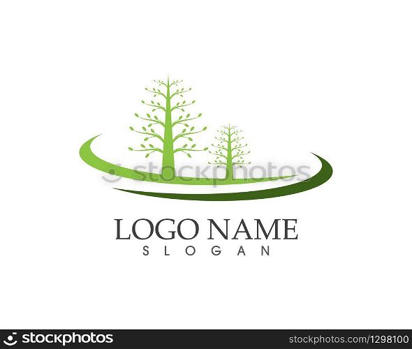 Nature tree road logo vector illustration
