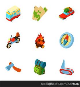 Nature trip icons set. Cartoon illustration of 9 nature trip vector icons for web. Nature trip icons set, cartoon style