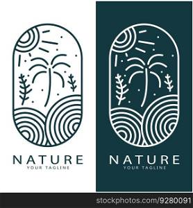 Nature vector logo. with trees, rivers, seas, mountains, business emblems, travel badges, ,ecological health,