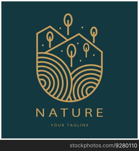 Nature vector logo. with trees, rivers, seas, mountains, business emblems, travel badges, ,ecological health,