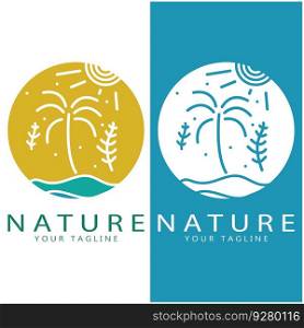 Nature vector logo. with trees, rivers, seas, mountains, business emblems, travel badges, ,ecological health,
