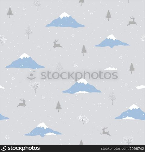 Nature village on winter seamless pattern for new year or Christmas theme,vector illustration