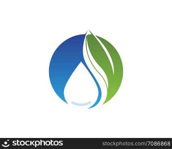 Nature water and leaf logo vector template
