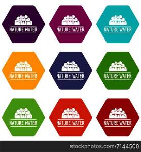 Nature water icons 9 set coloful isolated on white for web. Nature water icons set 9 vector