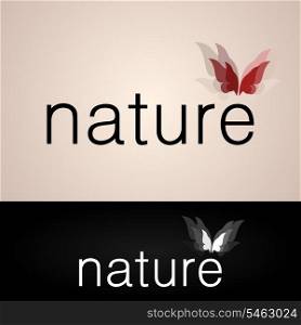 Nature. Word the nature with the butterfly. A vector illustration