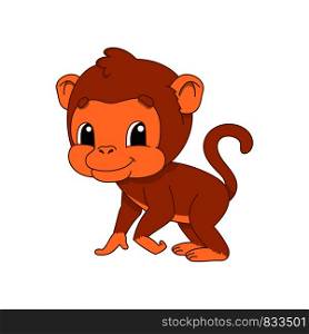 Naughty monkey. Cute character. Colorful vector illustration. Cartoon style. Isolated on white background. Design element. Template for your design, books, stickers, cards, posters, clothes.