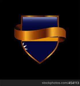Nauru flag Golden badge design vector