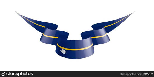 Nauru national flag, vector illustration on a white background. Nauru flag, vector illustration on a white background