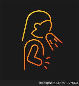 Nausea, vomiting gradient vector icon for dark theme. Panic attack symptom. Mental disorder triggers digestive problems. Thin line color symbol. Modern style pictogram. Vector isolated outline drawing. Nausea, vomiting gradient vector icon for dark theme