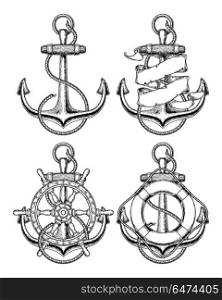 nautical anchor doodle set