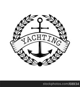 Nautical emblem on white background. Vector illustration