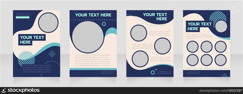 Nautical info dark blue blank brochure layout design. Marine service. Vertical poster template set with empty copy space for text. Premade corporate reports collection. Editable flyer paper pages. Nautical info dark blue blank brochure layout design