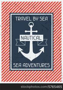 Nautical. Retro poster in flat design style.