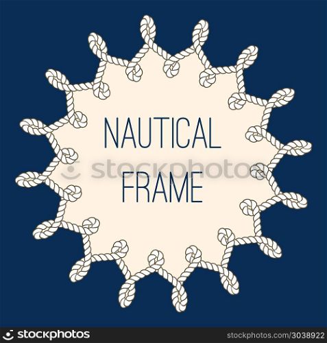 Nautical ropes frame over navy blue background. Intertwined nautical ropes frame over navy blue background. Vector illustration
