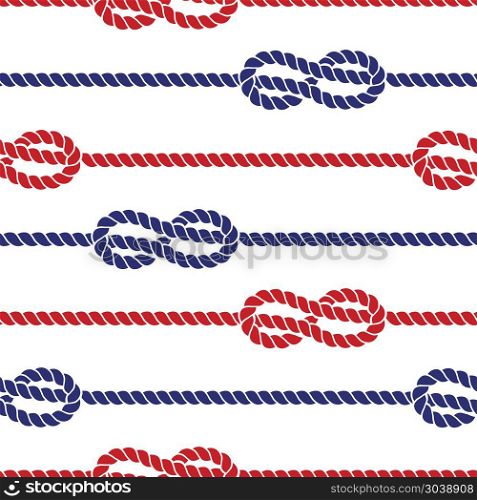 Nautical ropes with knots seamless pattern. Nautical colored ropes with knots seamless pattern cable. Vector illustration