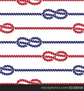 Nautical ropes with knots seamless pattern. Nautical colored ropes with knots seamless pattern cable. Vector illustration