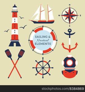 nautical sea sailor vector art illustration