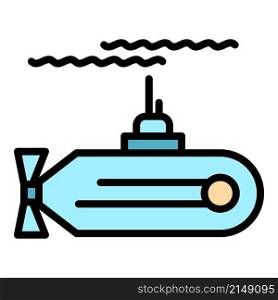 Nautical submarine icon. Outline nautical submarine vector icon color flat isolated. Nautical submarine icon color outline vector
