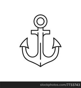 Naval anchor nautical equipment, maritime sign isolated symbol of Portugal seafaring. Vector sea heraldry object, nautical tattoo. Anchoring gear, ancre coat of arms, naval marine anchor mooring ship. Anker anchor marine object naval heraldry icon