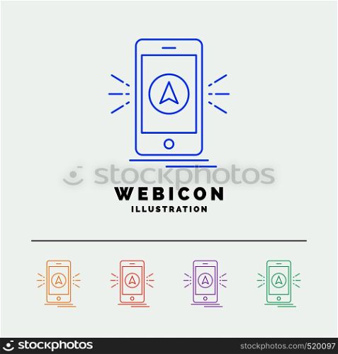 navigation, app, camping, gps, location 5 Color Line Web Icon Template isolated on white. Vector illustration. Vector EPS10 Abstract Template background