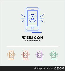 navigation, app, camping, gps, location 5 Color Line Web Icon Template isolated on white. Vector illustration. Vector EPS10 Abstract Template background