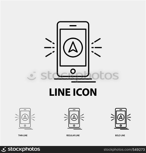 navigation, app, camping, gps, location Icon in Thin, Regular and Bold Line Style. Vector illustration. Vector EPS10 Abstract Template background