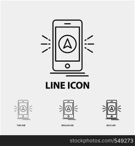 navigation, app, camping, gps, location Icon in Thin, Regular and Bold Line Style. Vector illustration. Vector EPS10 Abstract Template background