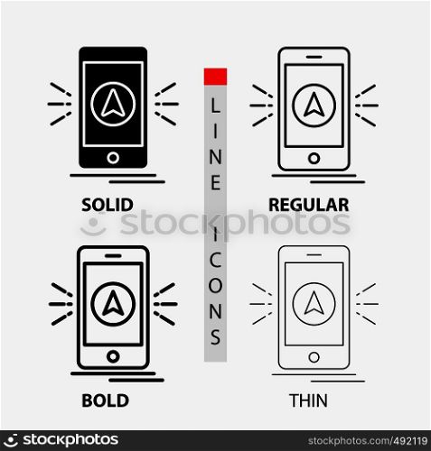 navigation, app, camping, gps, location Icon in Thin, Regular, Bold Line and Glyph Style. Vector illustration. Vector EPS10 Abstract Template background