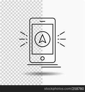 navigation, app, camping, gps, location Line Icon on Transparent Background. Black Icon Vector Illustration