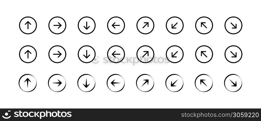 Navigation arrow set isolated icon. Control button for app and wab design, vector illustration