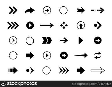 Navigation arrows. Black interface back and forward symbols for web and application, up down left right dynamic orientation icons. Vector set image dynamic directions graphic. Navigation arrows. Black interface back and forward symbols for web and application, up down left right dynamic orientation icons. Vector set