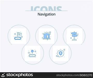 Navigation Blue Icon Pack 5 Icon Design. sign. pin. pin. map pin. home