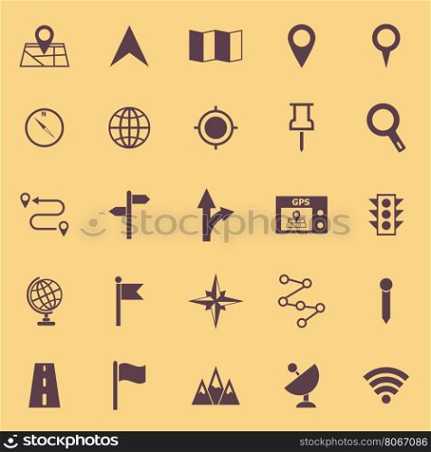 Navigation color icons on yellow background, stock vector