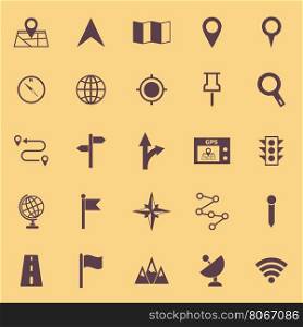 Navigation color icons on yellow background, stock vector