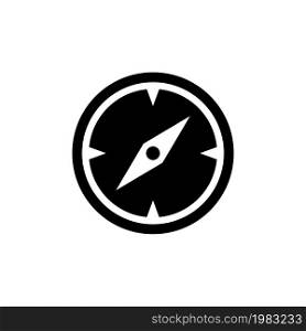 Navigation Compass, Adventure Route Pointer. Flat Vector Icon illustration. Simple black symbol on white background. Navigation Compass Route Pointer sign design template for web and mobile UI element