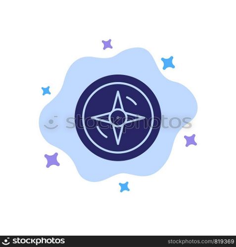 Navigation, Compass, Location Blue Icon on Abstract Cloud Background