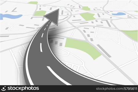 navigation concept with map and up road. navigation concept