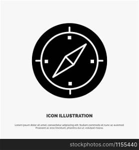 Navigation, Direction, Compass, Gps Solid Black Glyph Icon