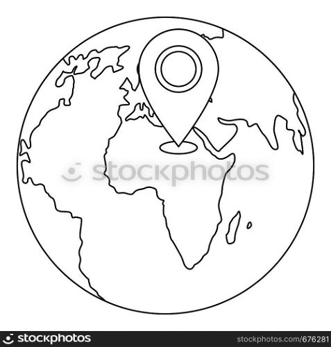 Navigation earth icon. Outline illustration of navigation vector icon for web. Navigation earth icon, outline style.