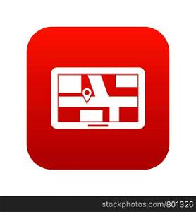 Navigation icon digital red for any design isolated on white vector illustration. Navigation icon digital red
