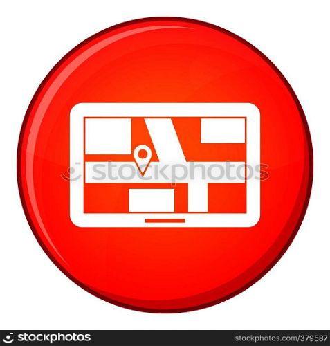 Navigation icon in red circle isolated on white background vector illustration. Navigation icon, flat style