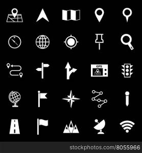 Navigation icons on black background, stock vector