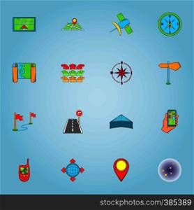 Navigation icons set. Cartoon illustration of 16 navigation vector icons for web. Navigation icons set, cartoon style