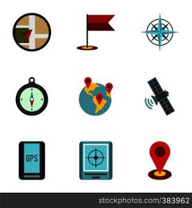 Navigation icons set. Flat illustration of 9 navigation vector icons for web. Navigation icons set, flat style
